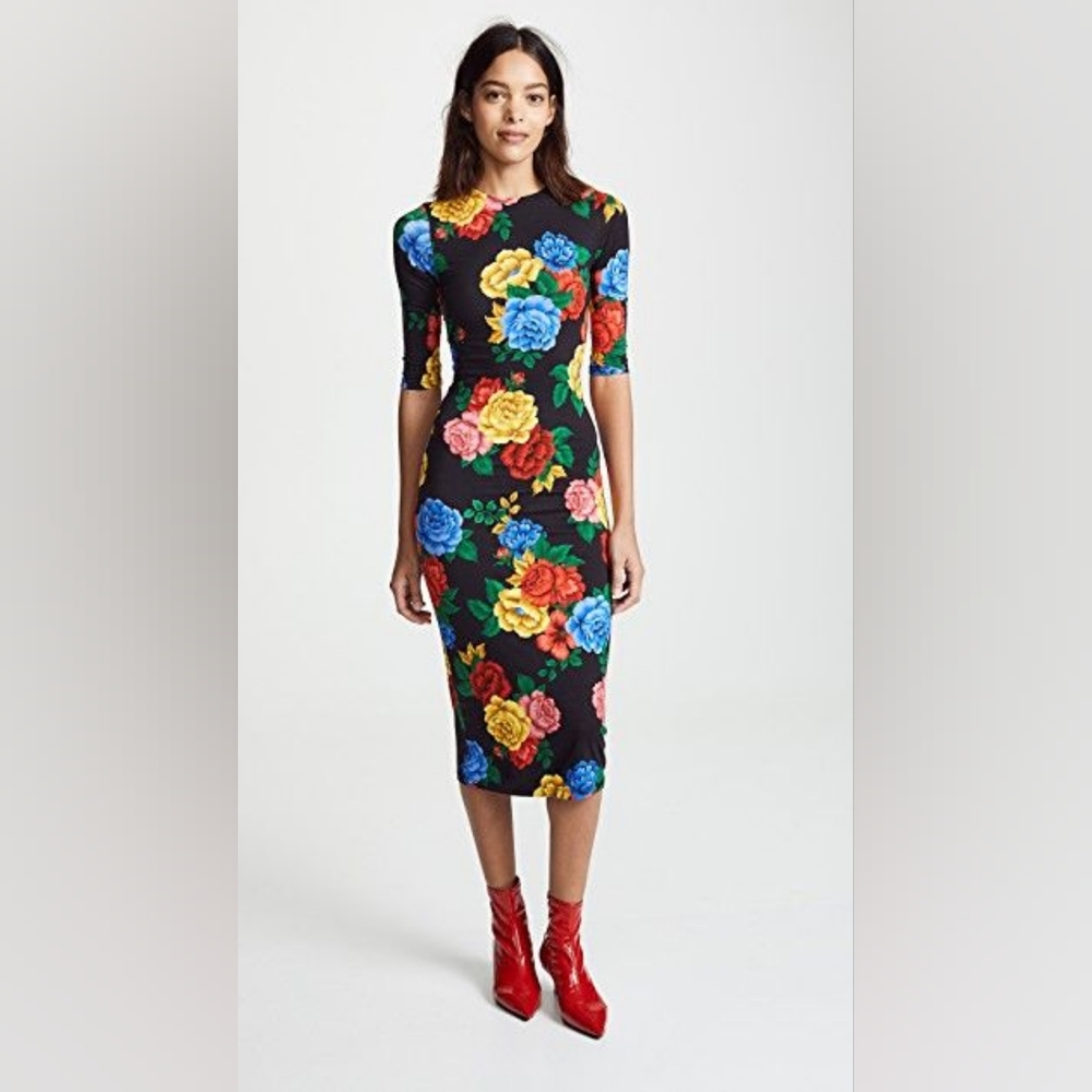 Alice + Olivia Floral Delora Print Black Dress
